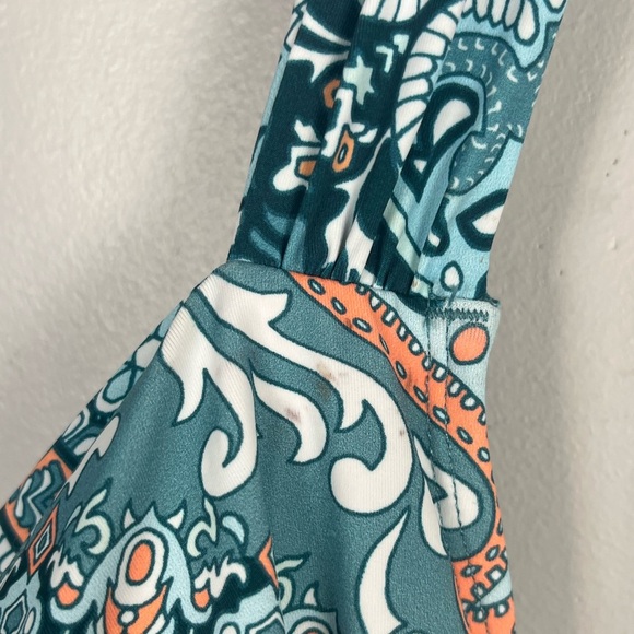 Jantzen Surplice Maillot One-Piece Swimsuit Blue Medallion and Skirt Size 24W - Picture 3 of 16